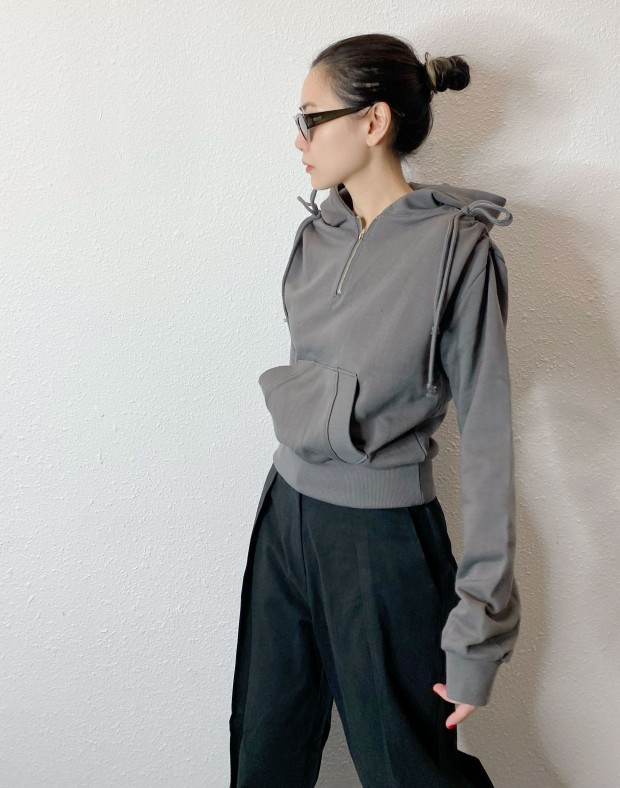 Charcoal Ribbon Hoodie #241217